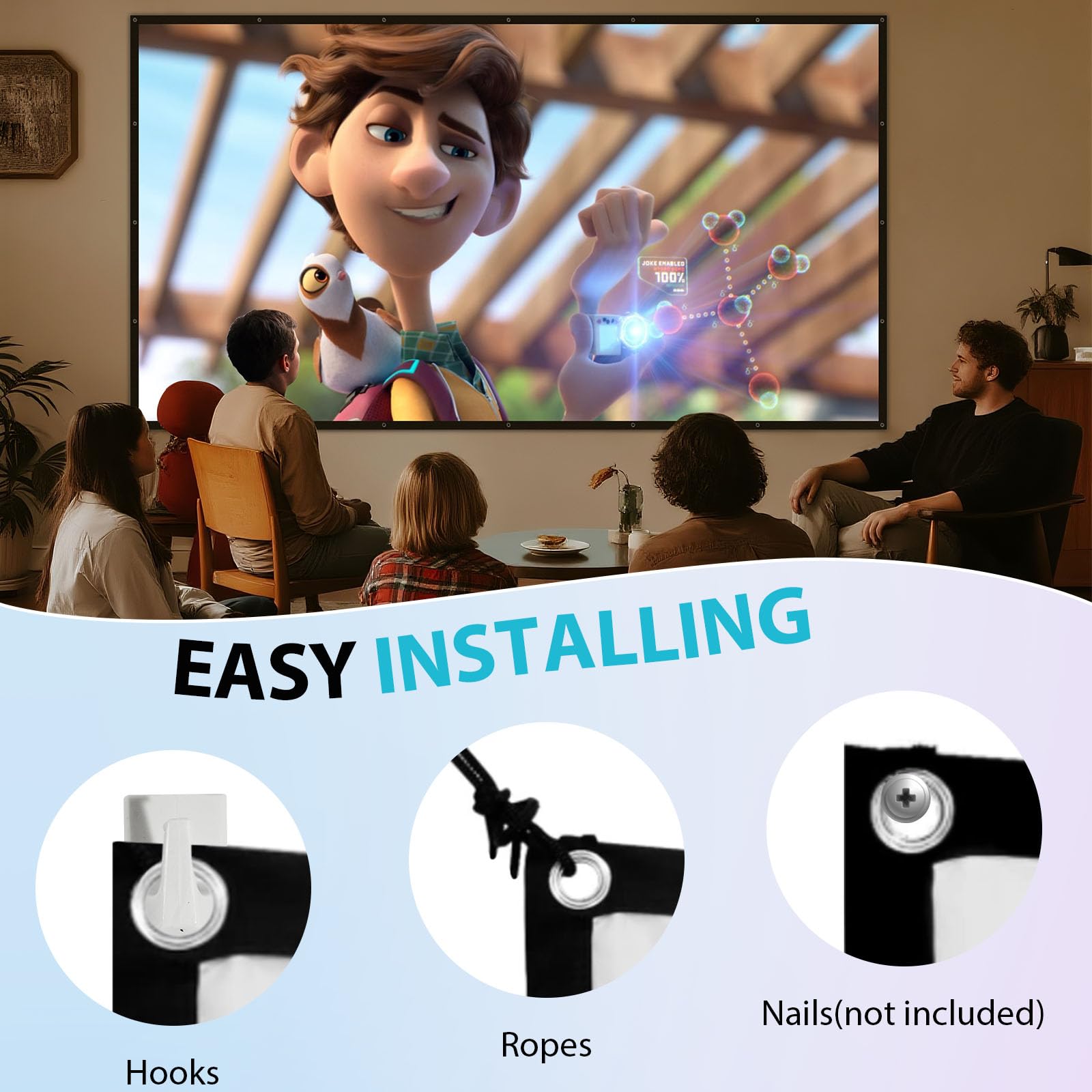 Schermo Proiezione 100 Pollici Esterno: LEORFI Sfondo Nero Migliorato Opaco - Schermo Proiezione Portatile Interno - Telo Proiettore Pieghevole Lavabile per Home Cinema - Con Borsa Trasporto