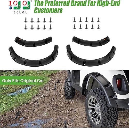 Miniatura 2 de 10L0L Guardabarros delantero trasero para carrito de golf EZGO RXV 2008-2015, con tornillos de acero inoxidable, juego de 4 (no compatible con