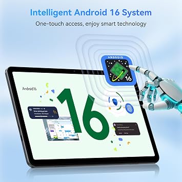 Tablet 2026 Latest Android 16 Tablets with 10.5 Inch HD+IPS Display, 12(4+8) GB RAM+64GB ROM/ 2TB TF, Gemini AI 2.0, GPS, 5G WiFi, 2.0GHz CPU & 5MP Camera, 6000mAh, Widevine L1, GMS Certified