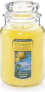 yankee candle sicilian lemon scented, classic 22oz large jar single wick candle, over 110 hours of