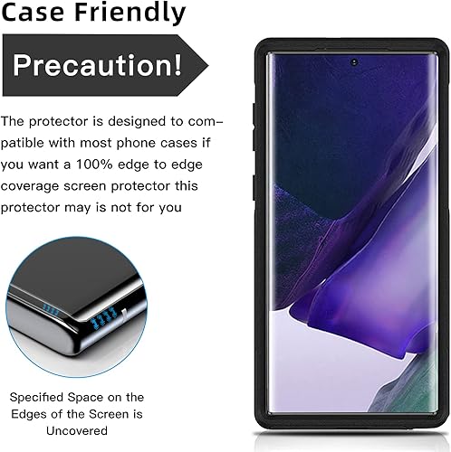 Miniatura 29 de Paquete de 3 protectores de pantalla de vidrio templado curvado 3D para S21 Ultra Glass compatible con desbloqueo de huellas dactilares, protección