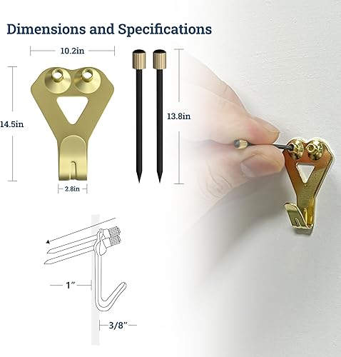 Miniatura 10 de Picture Frame Hooks Supports Up to 30 lbs - 25Pack with Nails Picture Hanging Hooks for Drywall - Mirror Hanging HardwarePlaster Wall Picture