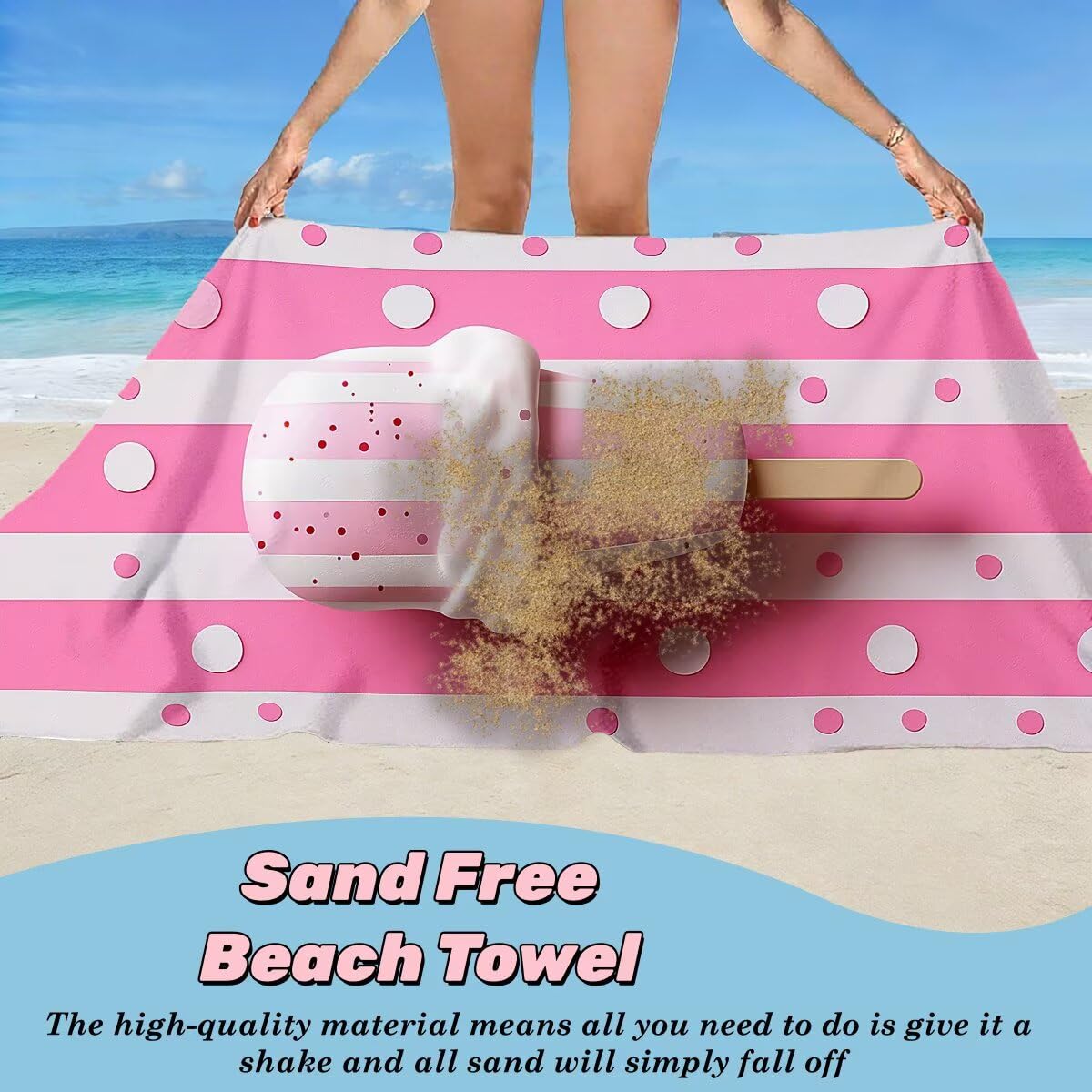 Toalla Playa 80x160 cm, Toalla Gimnasio Microfibra Secado Rapido, Juego de 2 Antiarena Toallas de Playa, Ligera Compacta Toallas Microfibra Grande para Viaje, Regalo Hombre Regalo Mujer (Helado) -4295