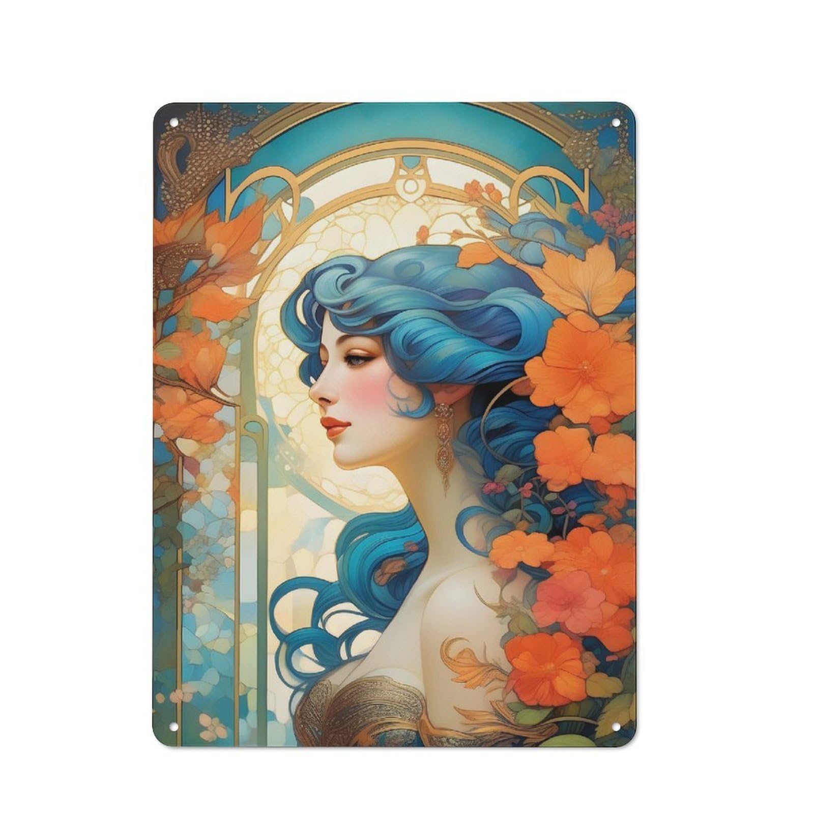 Junmoney Art Nouveau Woman Industrial Retro Metal Sign 40X30cm, Shed Wall Plaque For Garage, Workshop, Shed Or Utility Room