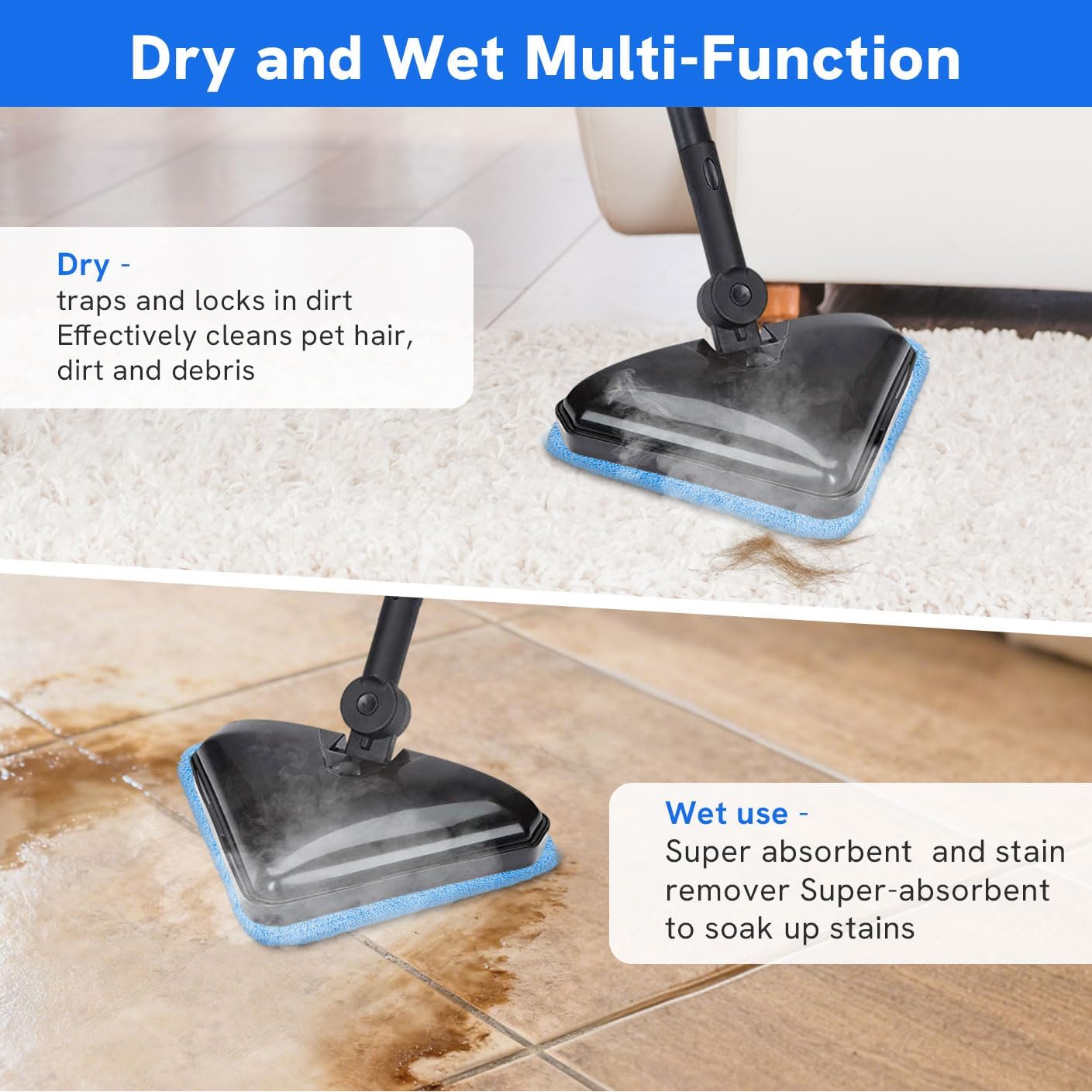 Sgizoku Steamer Mop Pads Attachments for Wagner Steam Cleaner 905e, 915e and 925e - Reusable Steam Replacement Triangular Microfiber Mop Pads for Handheld Steam Cleaner - 4 Pack