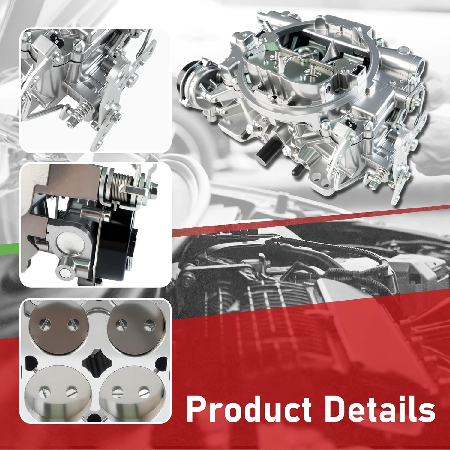 1406 Carburetor for Performer 600 CFM AFB-style Square Bore 4 Barrel Compatible with Silverado Corvette Mustang Mercury GMC Pickup Truck Carburetor with Electric Choke