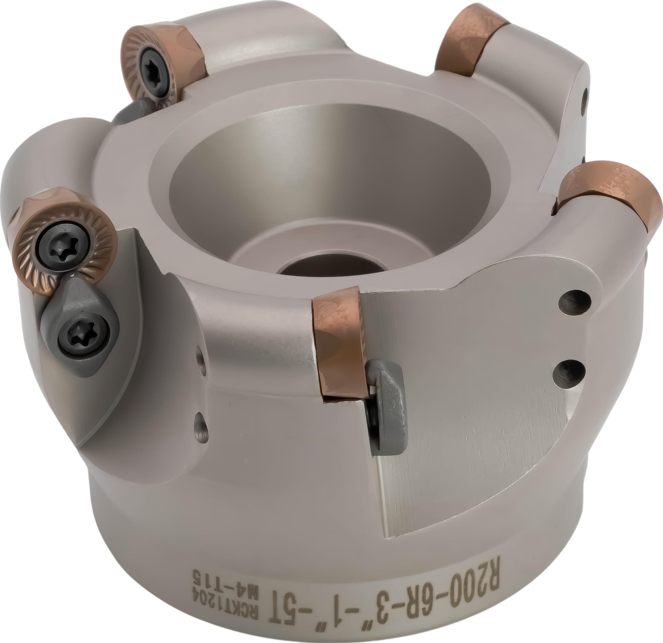 3" Round Insert Indexable Face (Shell) Mill, 1" Arbor Hole Diameter, 5 Flute, with 5 pcs RCKT1204M0 Carbide Inserts