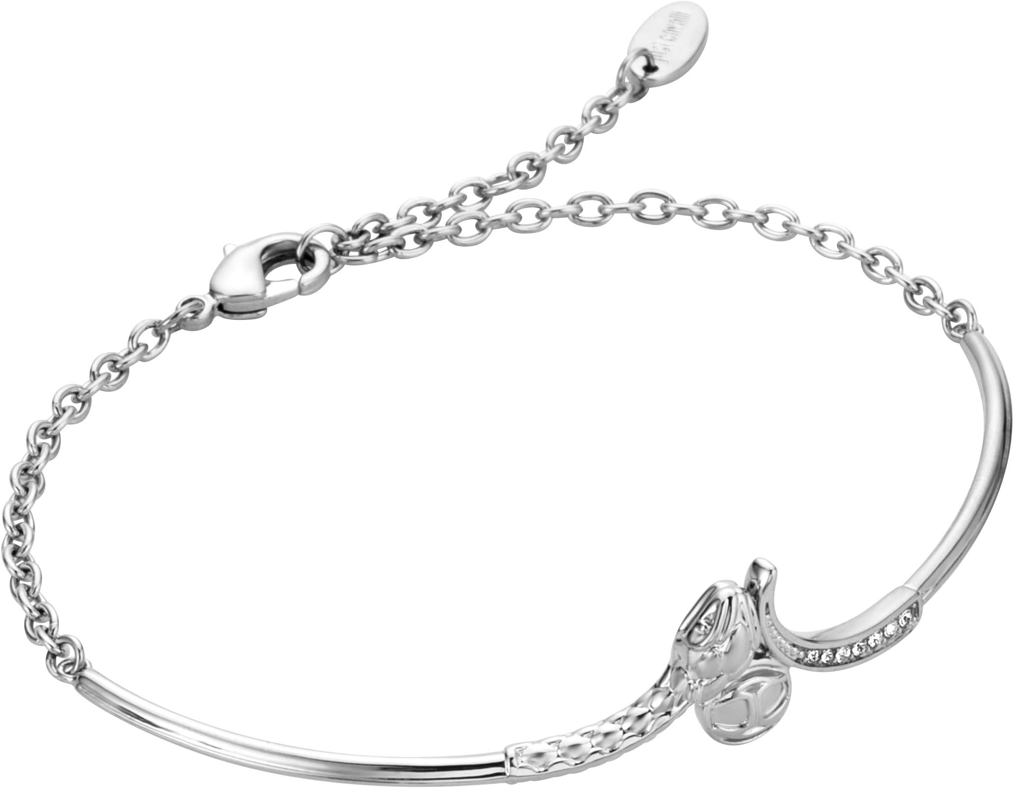 Linea Monogram 2 Full Silver Color Bracelet With White Stones - Jcbr00720100