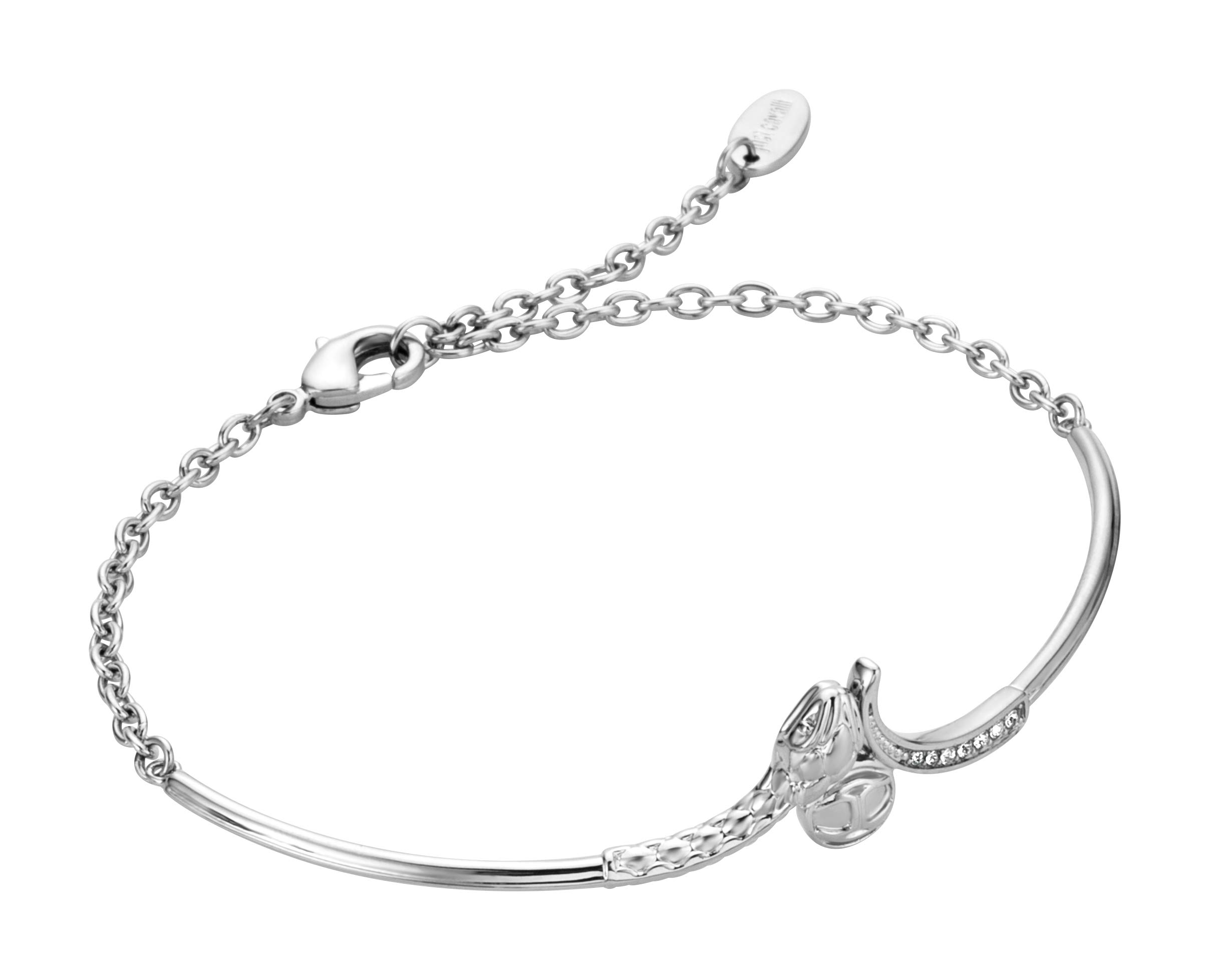 Linea Monogram 2 Full Silver Color Bracelet With White Stones - Jcbr00720100