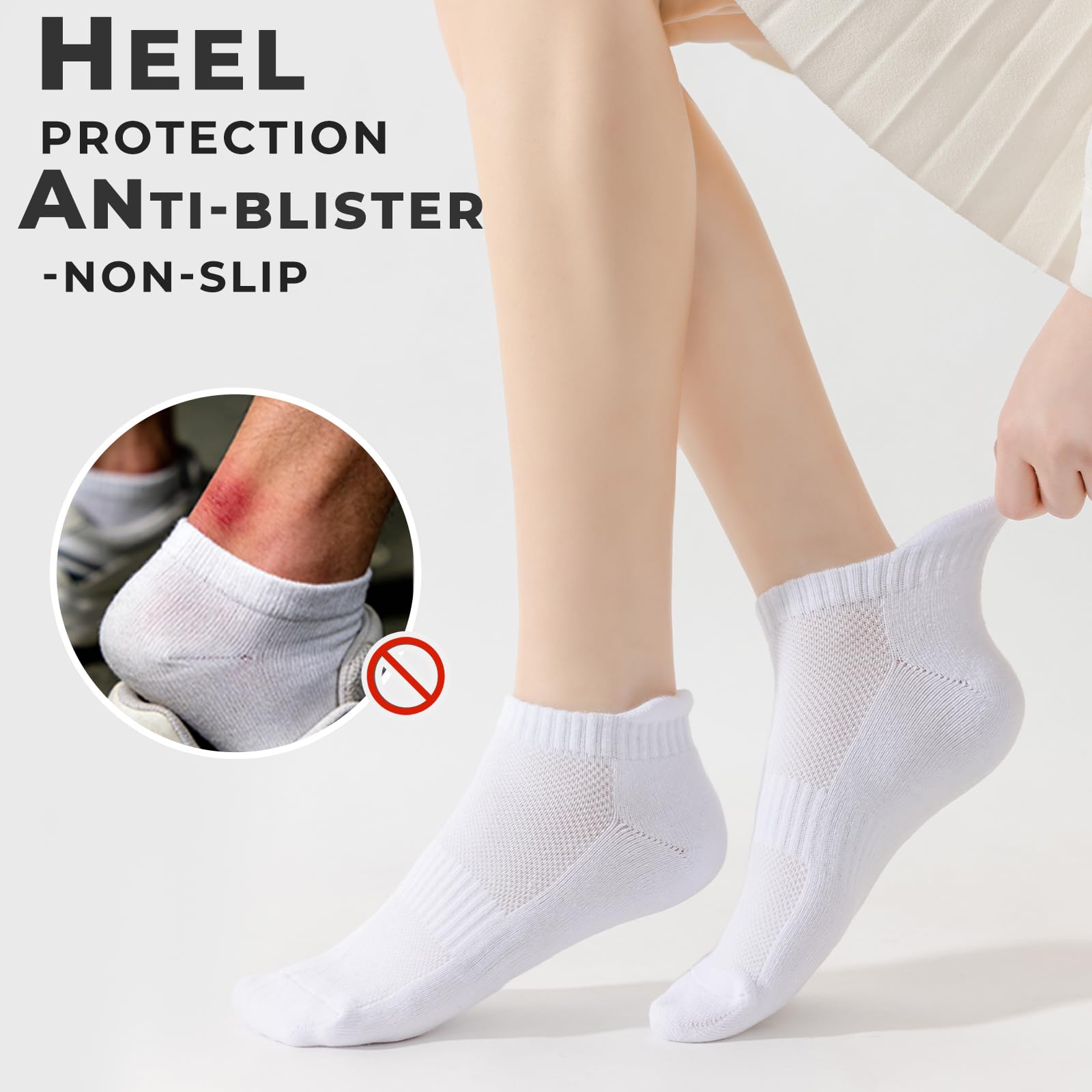 VoJoPi Ankle Athletic Running Socks for Men Women Cushioned 6 Pairs Cotton Low Cut Sport Anti-Blister Breathable Socks - 5