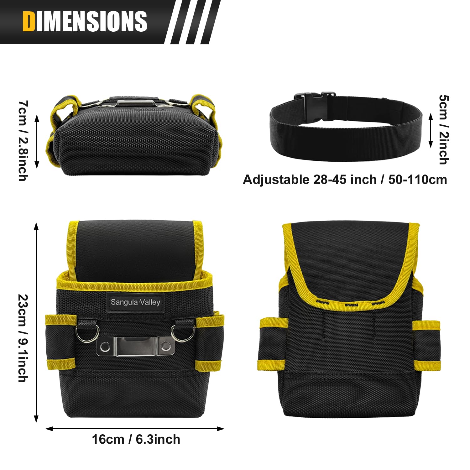 Tool Pouch,Professional Electrician Pouch, Multi-Pocket Belt Organizer,Suitable for Electricians/Carpenters/Plumbe (Yellow) - Image 3