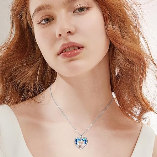 Miniatura 2 de POPKIMI Collar de plata de ley 925 para hermana, regalo de cumpleaños para hermanas, mamá, hija, collar de cristal con texto en inglés "Always My