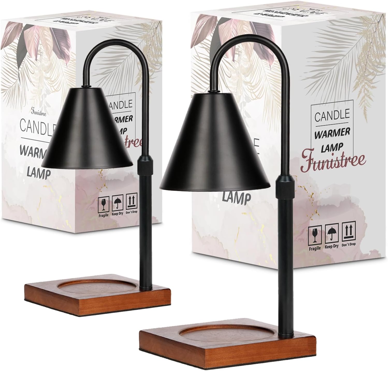 Modern Candle Warmer Lamp 2 Pack, Dimmable Candle Lamp Warmer with Timer, Birthday Gifts for Women Who Have Everything, Gifts for Mom, Adjustable Mens Candle Lamp, Cozy Living Room Bedroom Decor,Black