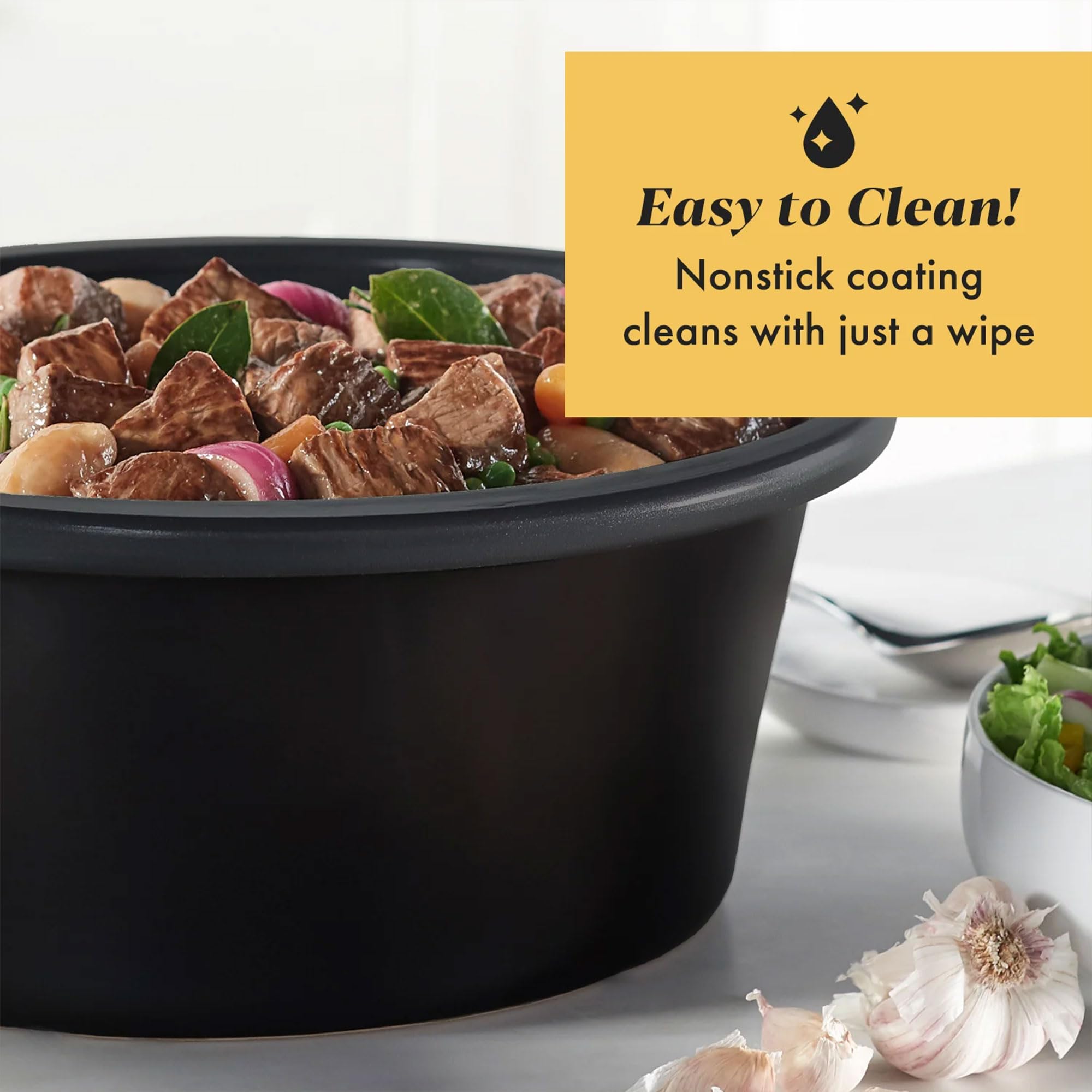 Crock Pot - Olla de cocción lenta de acero inoxidable antiadherente de 7 cuartos de galón para cocinar y transportar, programable y fácil de limpiar 2