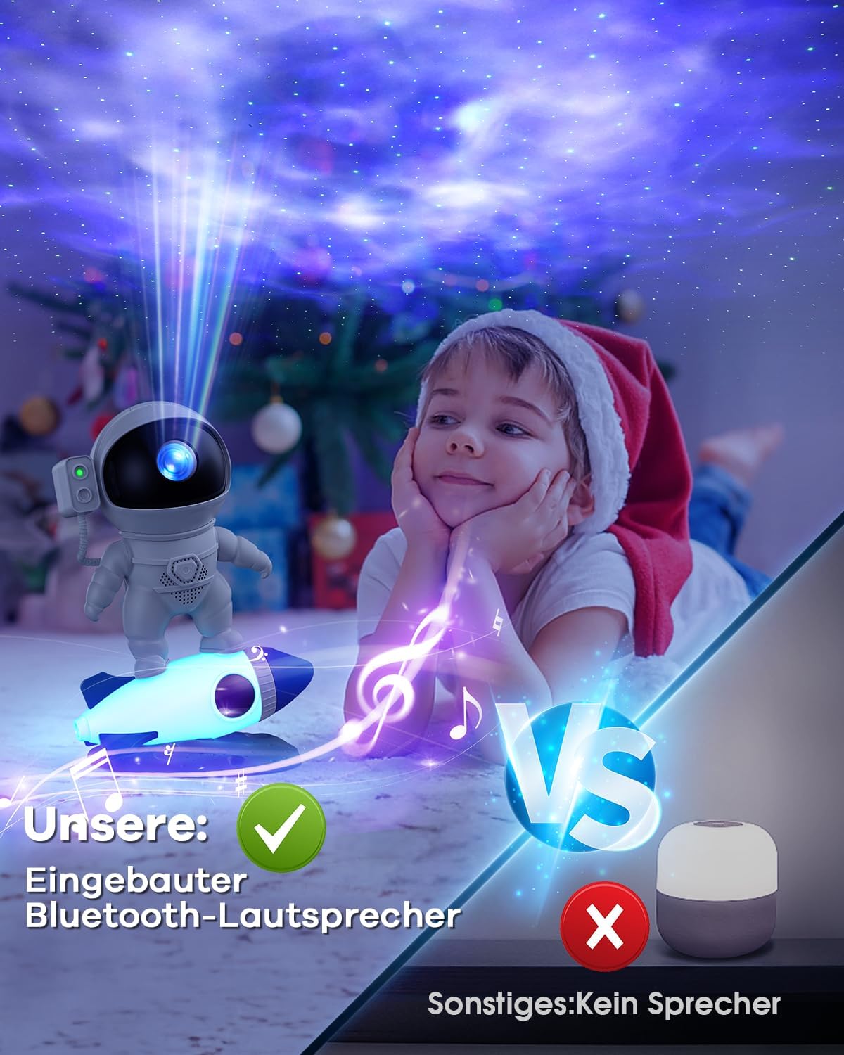 The Three Musketeers Astronaut LED Sternenhimmel Projektor Galaxy Nachtlicht mit Timer,Fernbedienung,Bluetooth Lautsprecher,Schlafzimmer Deckenprojektion Lampe,Geschenk