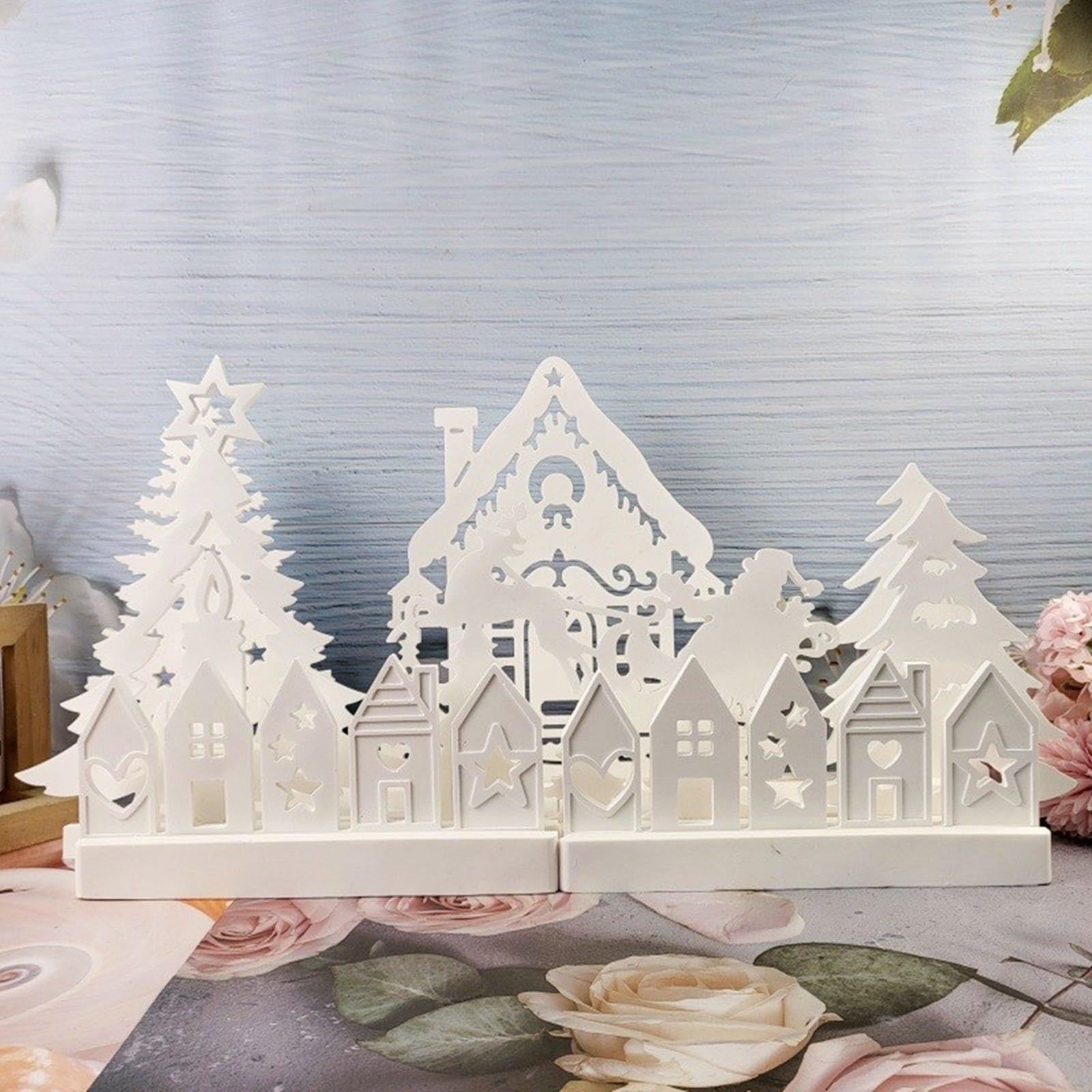 8 portacandele in silicone a tema natalizio per resina epossidica, portacandele, supporto, stampi per decorazioni natalizie