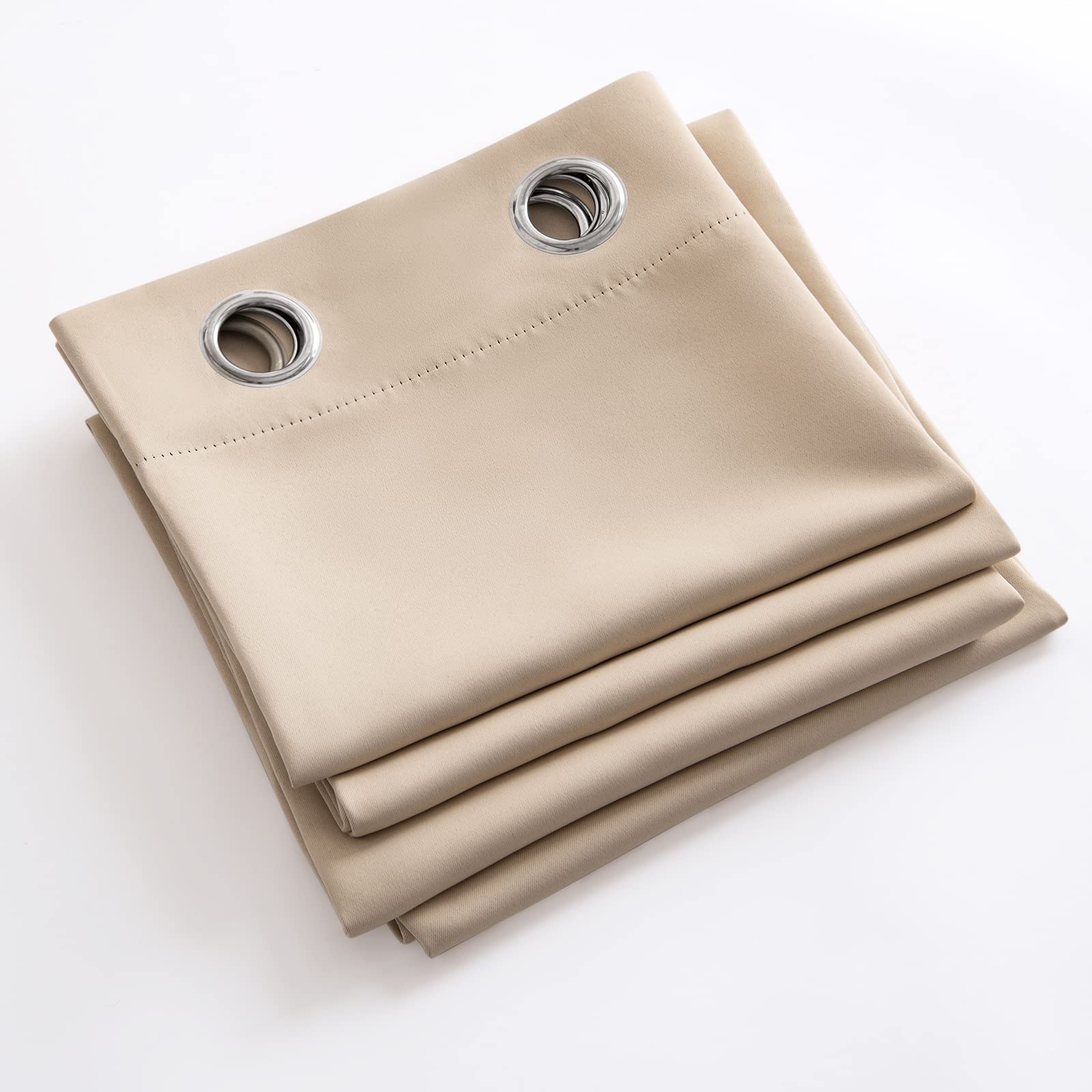 MIULEE Tende Oscuranti per Interni 2 Pezzi 140x260 CM, Beige Scuro, Tende Termiche Isolanti con Anelli