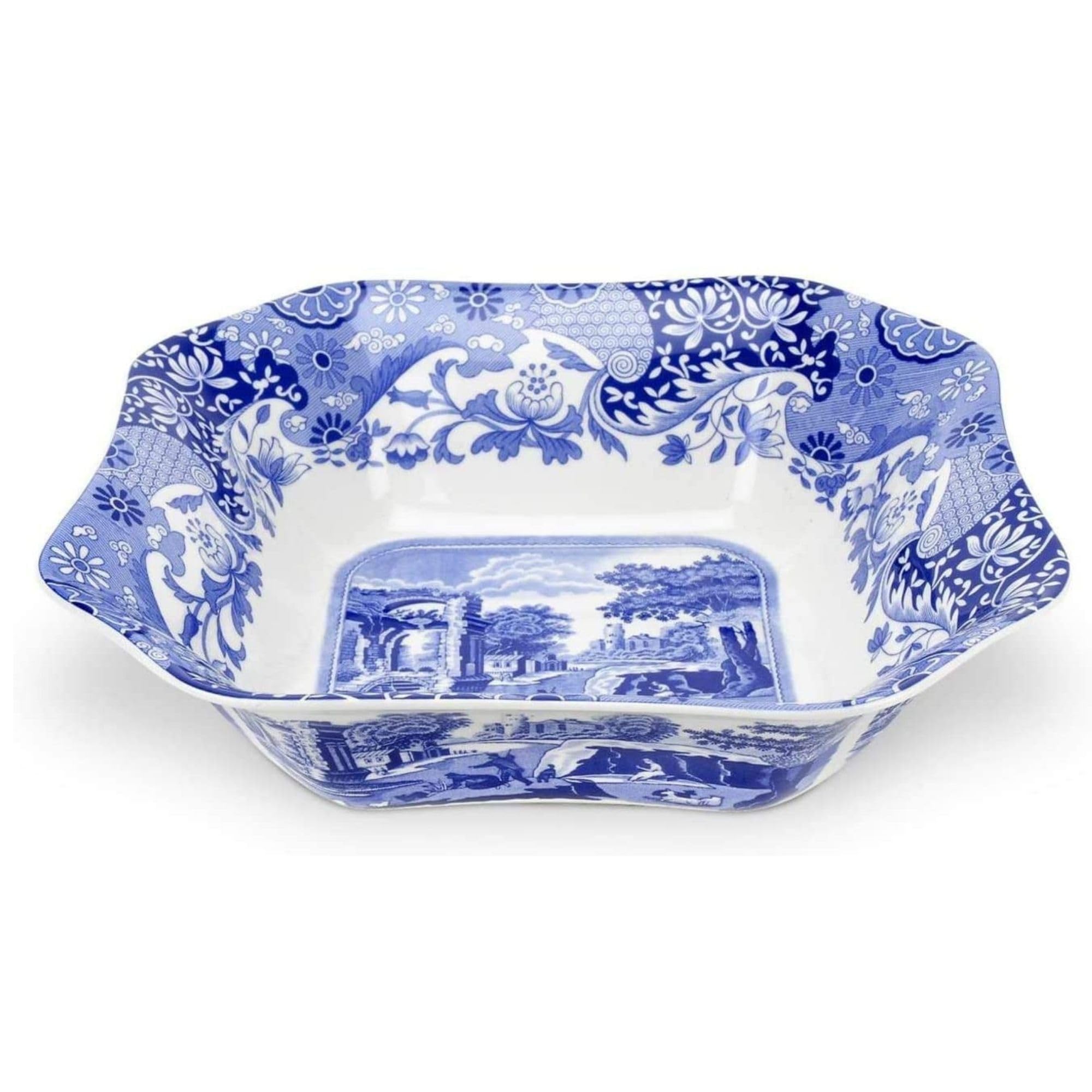 Spode Blue Italian Square Serving Bowl | 9.5 Inch Serving Bowl for Appetizers, Salad, and Pasta | Made from Fine Porcelain | Microwave and Dishwasher Safe
