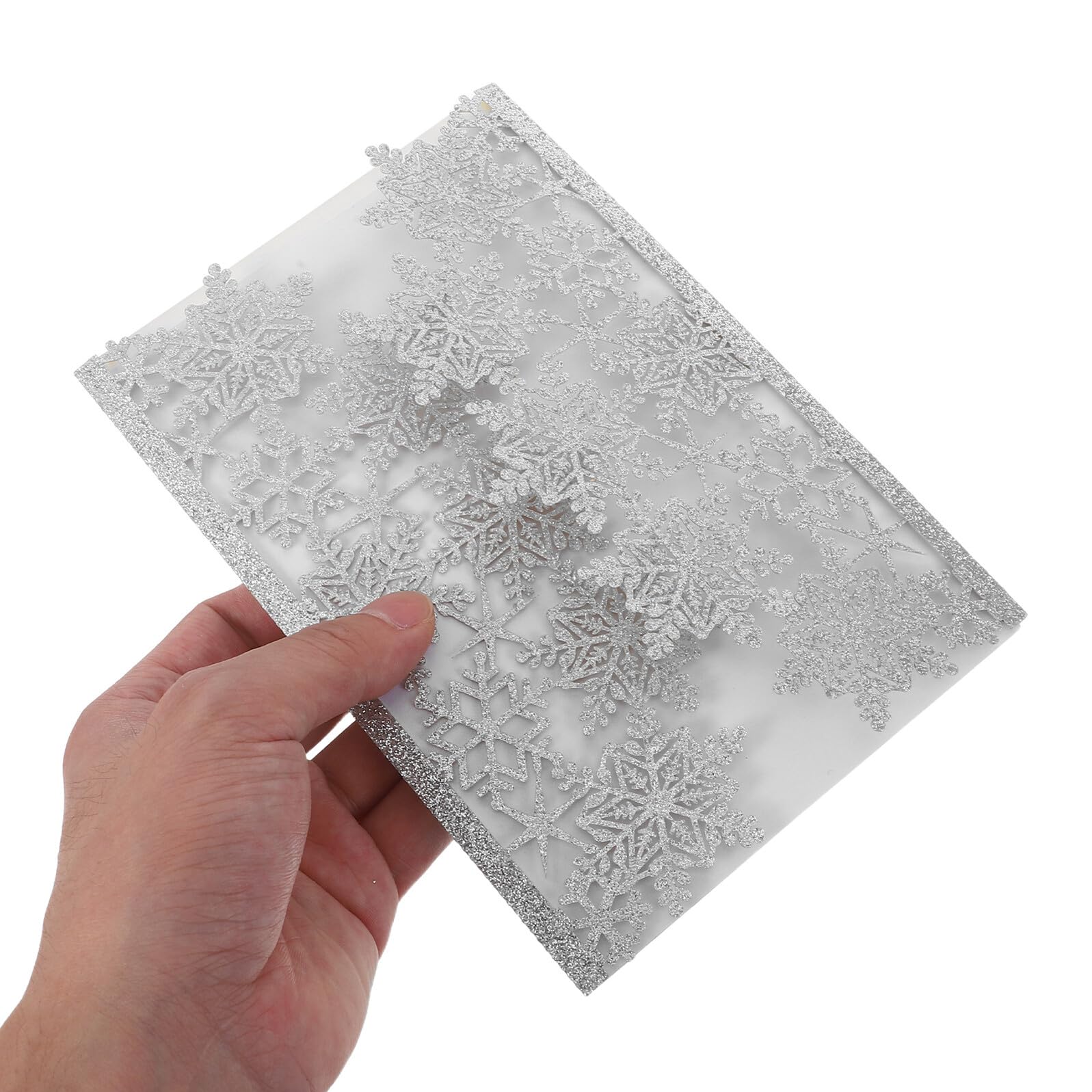 GARVALON 10 Stück Hochzeitseinladungsset mit Schneeflocken Motiv Silberfarbene Einladungskarten aus Papier mit Umschlägen Glitzernde Winter und Weihnachtskarten für Brautparty und