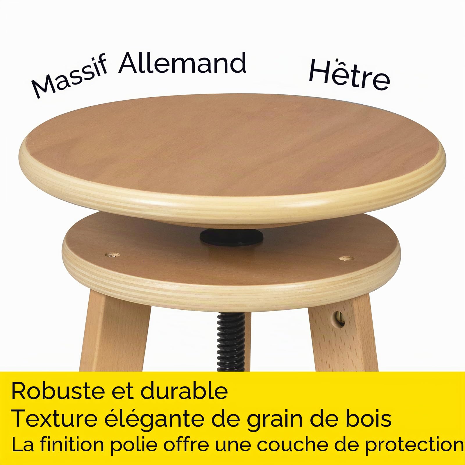 MEEDEN Tabouret de Peinture en Bois: 48cm-66cm Tabouret Réglable en Hauteur, Tabouret d'artiste, Tabouret d'art en Bois de Hêtre, Tabouret Pivotant, Parfait pour Le Studio, Bureau, Cuisine, Bars