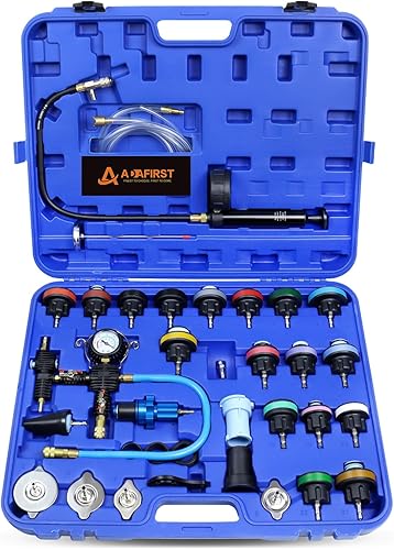 Miniatura 10 de 33 piezas de probador de presión de refrigerante del radiador y kit de herramientas de recarga al vacío, sistema de enfriamiento automotriz prueba