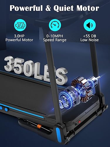 Miniatura 3 de Merax Cinta de correr inclinada, cintas de correr plegables hidráulicas para el hogar, máquina de correr silenciosa de 3.0 HP con estación de carga