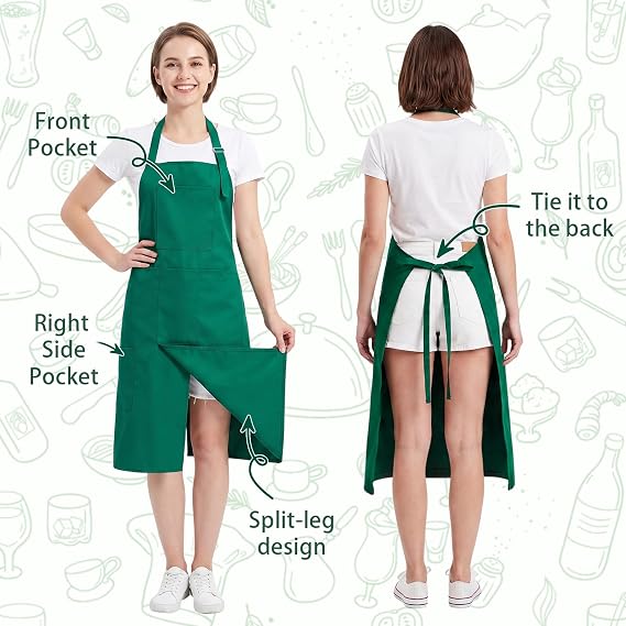 Pottery Split Leg Apron, Split Apron with Adjustable Straps, Pottery Aprons with 3 pockets for Women Men for Pottery