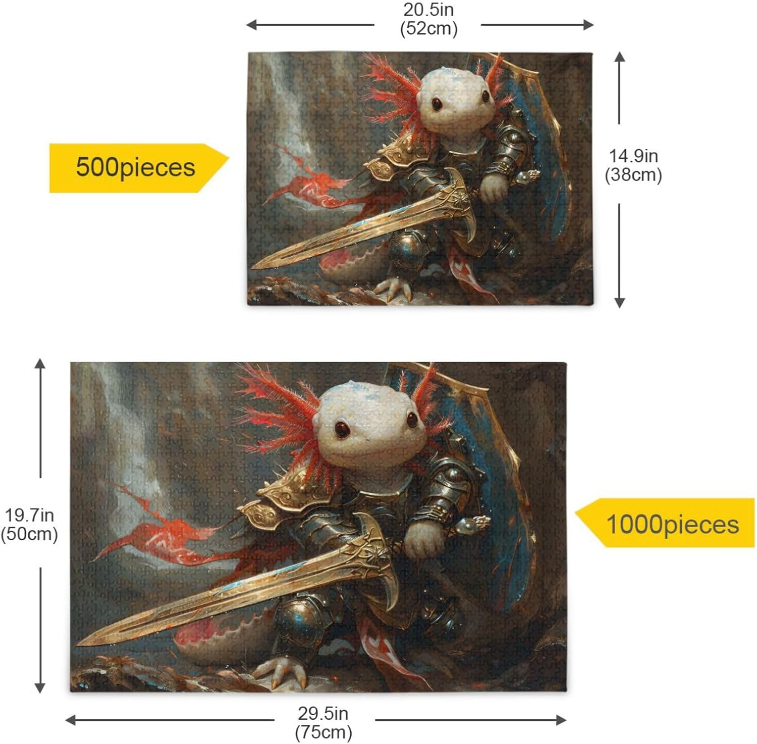 Jigsaw Puzzles 500 Pieces Axolotl Warrior for Adults - Wooden & Paper Pressed with Alphabetic Sorting, Zigsaw Puzzle for Leisure Time