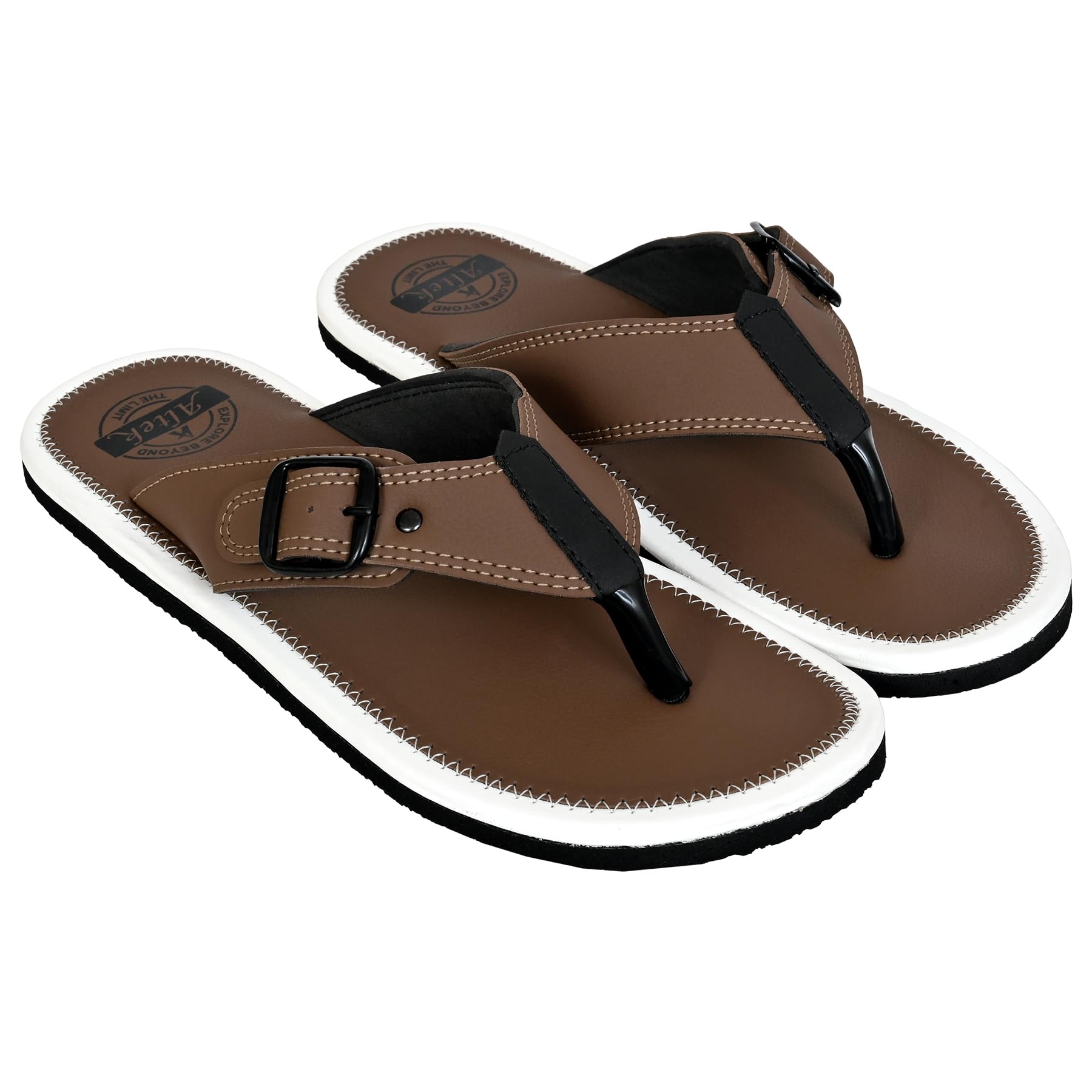 ALTEK Men Brown Flip Flop Slippers - Image 1