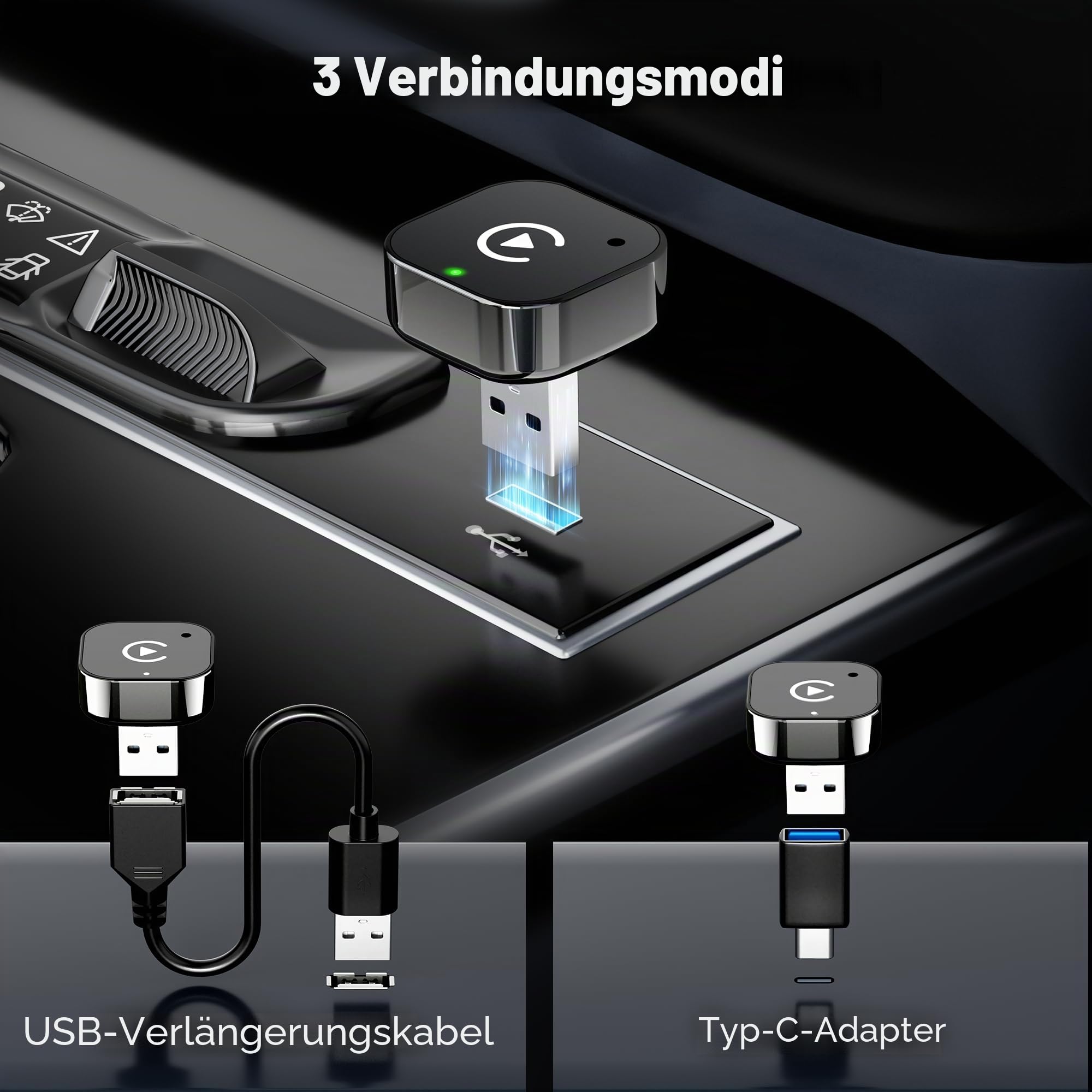 2026 Update 2-IN-1 Wireless CarPlay & Android Auto Adapter, Kabelloses CarPlay für iPhone & Android, Plug & Play, 5GHz No Delay, Auto Connect, USB-A & USB-C, für CarPlay-Fahrzeuge ab 2016