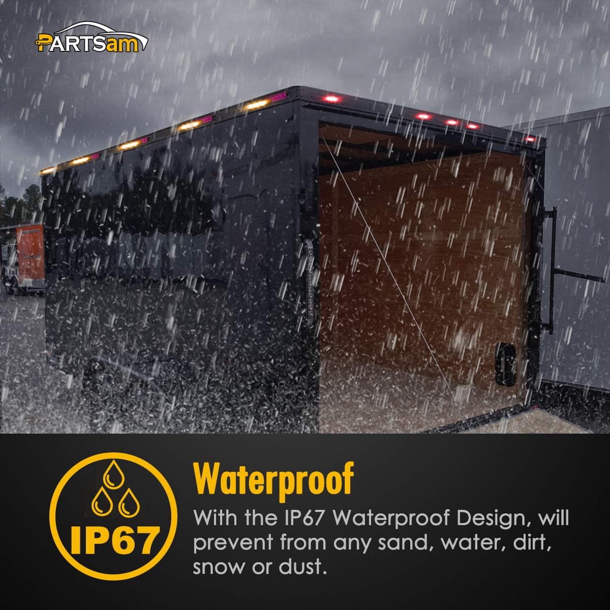 Partsam 4x Rectangular 4 Inch LED Front Rear Side Marker Clearance Lights Indicator [DOT Certified] for RV Camper Motorhome Truck Trailer