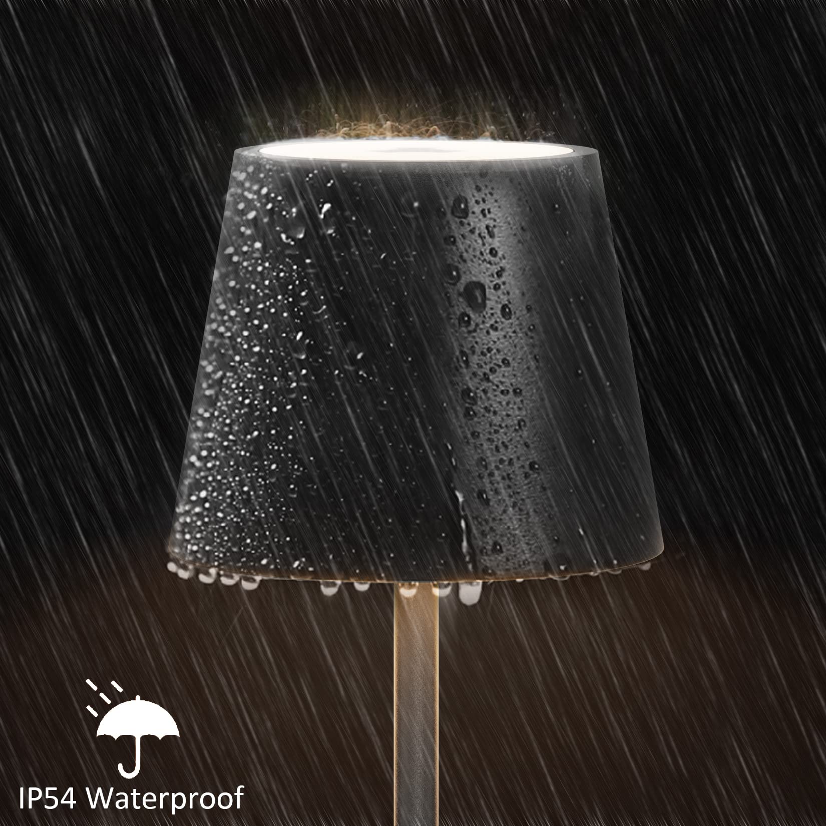 K-Bright 2 pezzi Dimmerabile LED Lampada da tavolo senza fili, Ricaricabile Luce calda Colore e Dimmerazione RGB Impermeabile IP54, scrivania Illuminazione per interni per esterni Nero