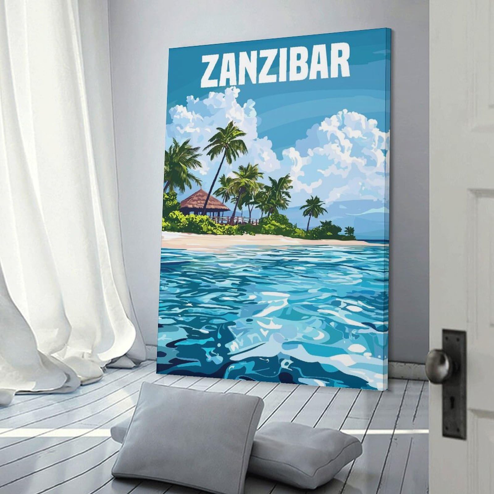 Junmoney Zanzibar Island Wall Picture Print 24x36inch(60x90cm), for Picture Wall Styling in Lounge Or Bedroom, Ideal for Building A Coordinated Art Wall