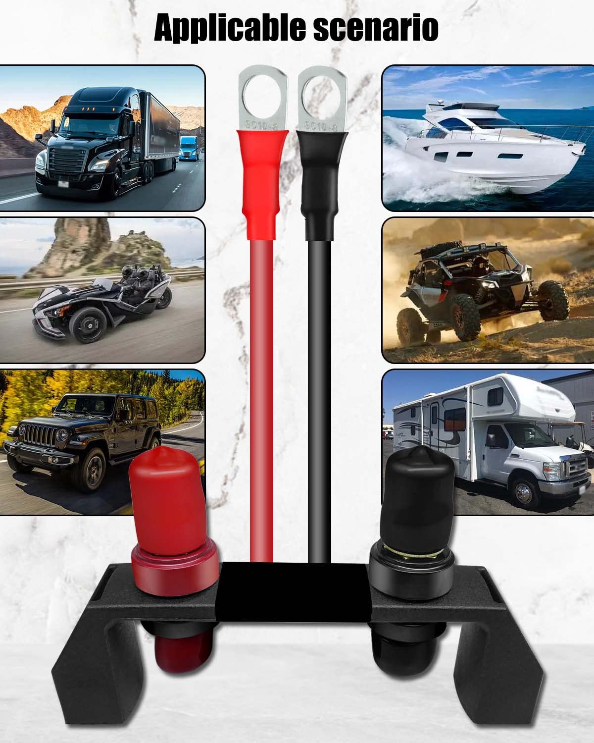 Kit Bornes Démarrage Batterie Étanches - Câbles Et Support Pour UTV VTT Can Am Polaris RZR