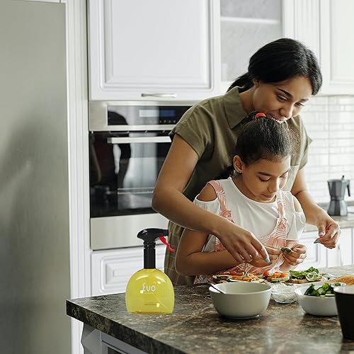 Miniatura 8 de Evo Mini pulverizadores de aceite, sin aerosol, para aceite de oliva, aceites de cocina y vinagres, amarillo, capacidad de 8 onzas, juego de 2