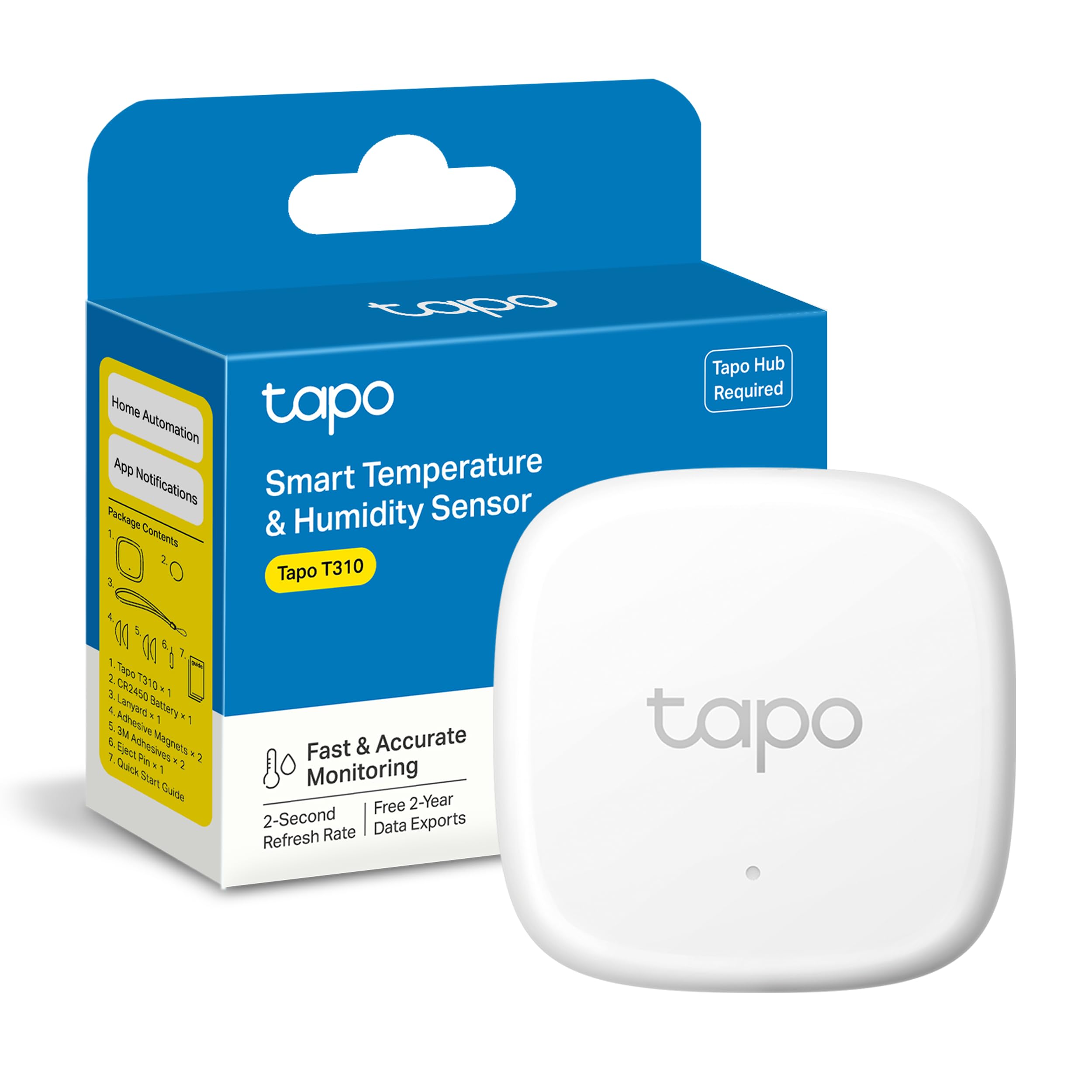 Tapo TP-Link T310 Intelligent WiFi Temperature and Humidity Sensor, High Accuracy, Remote Control, Long Battery Life (Hub Required)