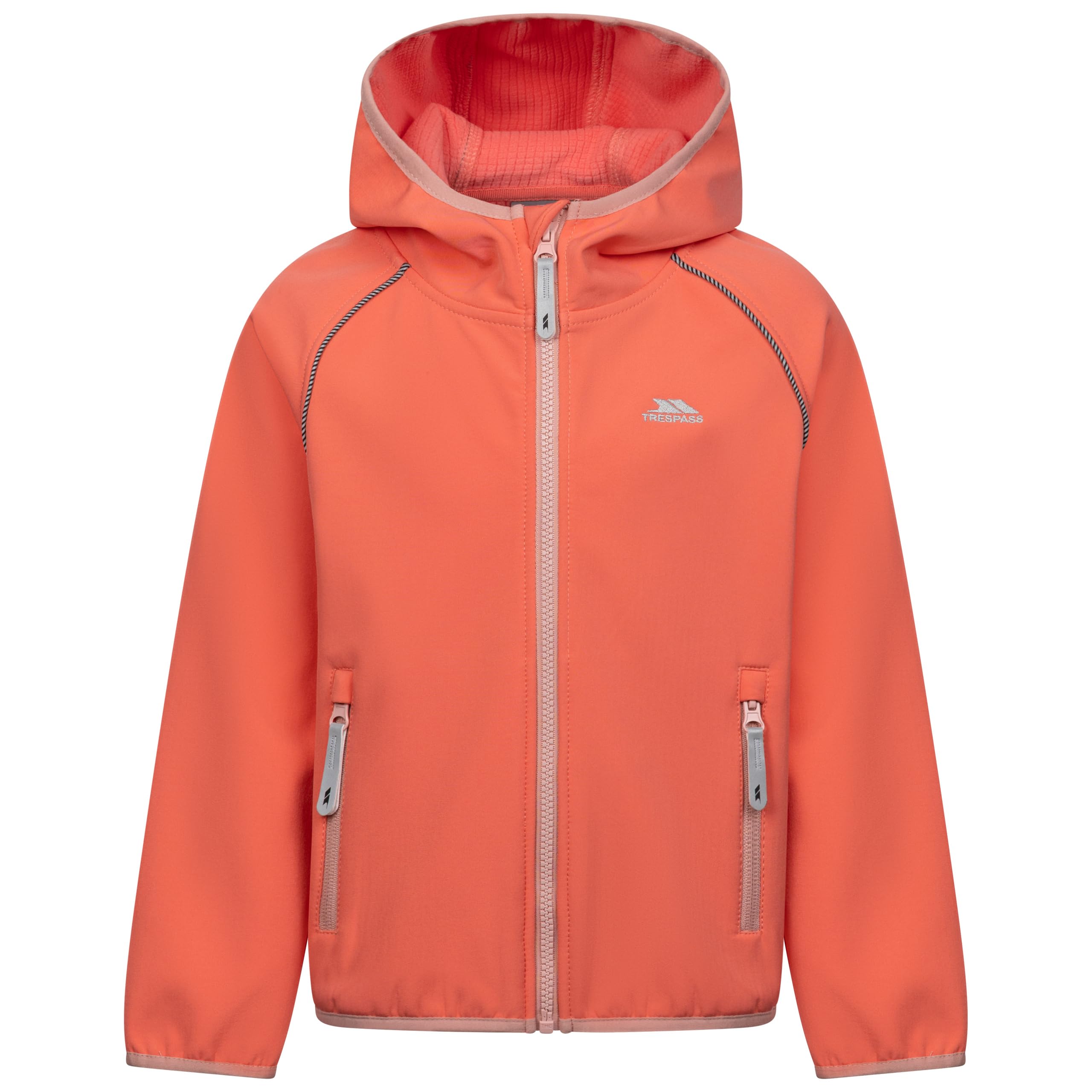 Trespass Dziecięca kurtka softshell Belmoon - Grown on Hood, odblaskowa lamówka, 2 kieszenie na zamek błyskawiczny, lamówki do wiązania, dzianinowa powłoka, 95% poliester, 5% elastan
