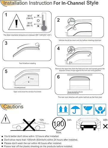 Miniatura 6 de STARTSHIP 92083 Deflector de viento para ventana lateral, 2 protectores de lluvia estilo canal, visera de ventana para Ford Ranger 93-11, Mazda