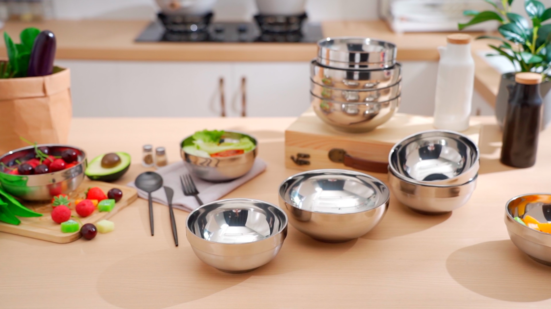 Set de 8 Tazones de Acero Inoxidable 34 oz miniatura 7