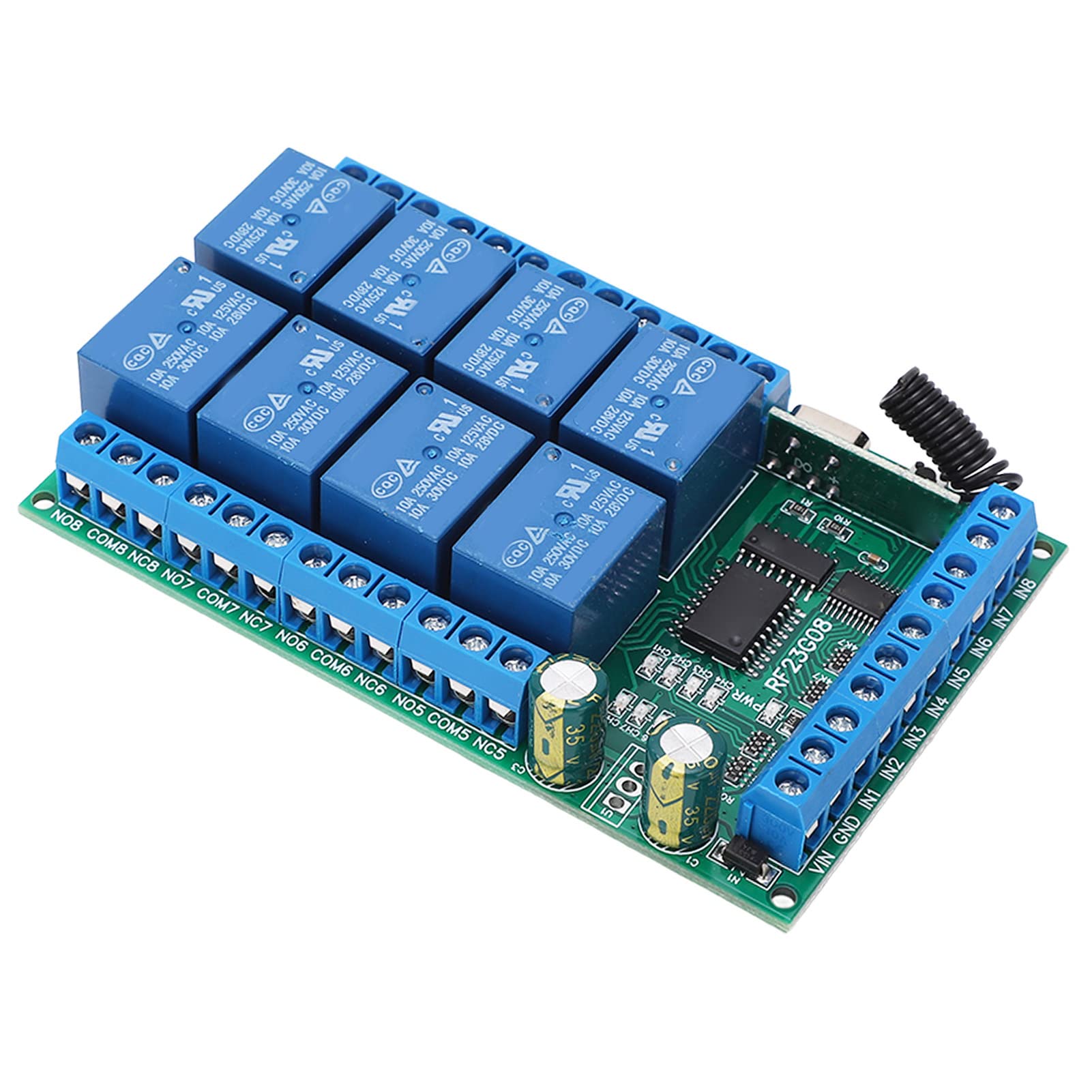 MóDulo de Control Remoto de 8 Canales de 433,92 MHz, CodificacióN Fija de 100M, Adaptable a 32 Control Remoto, Interruptor de Control Remoto InaláMbrico (24V)