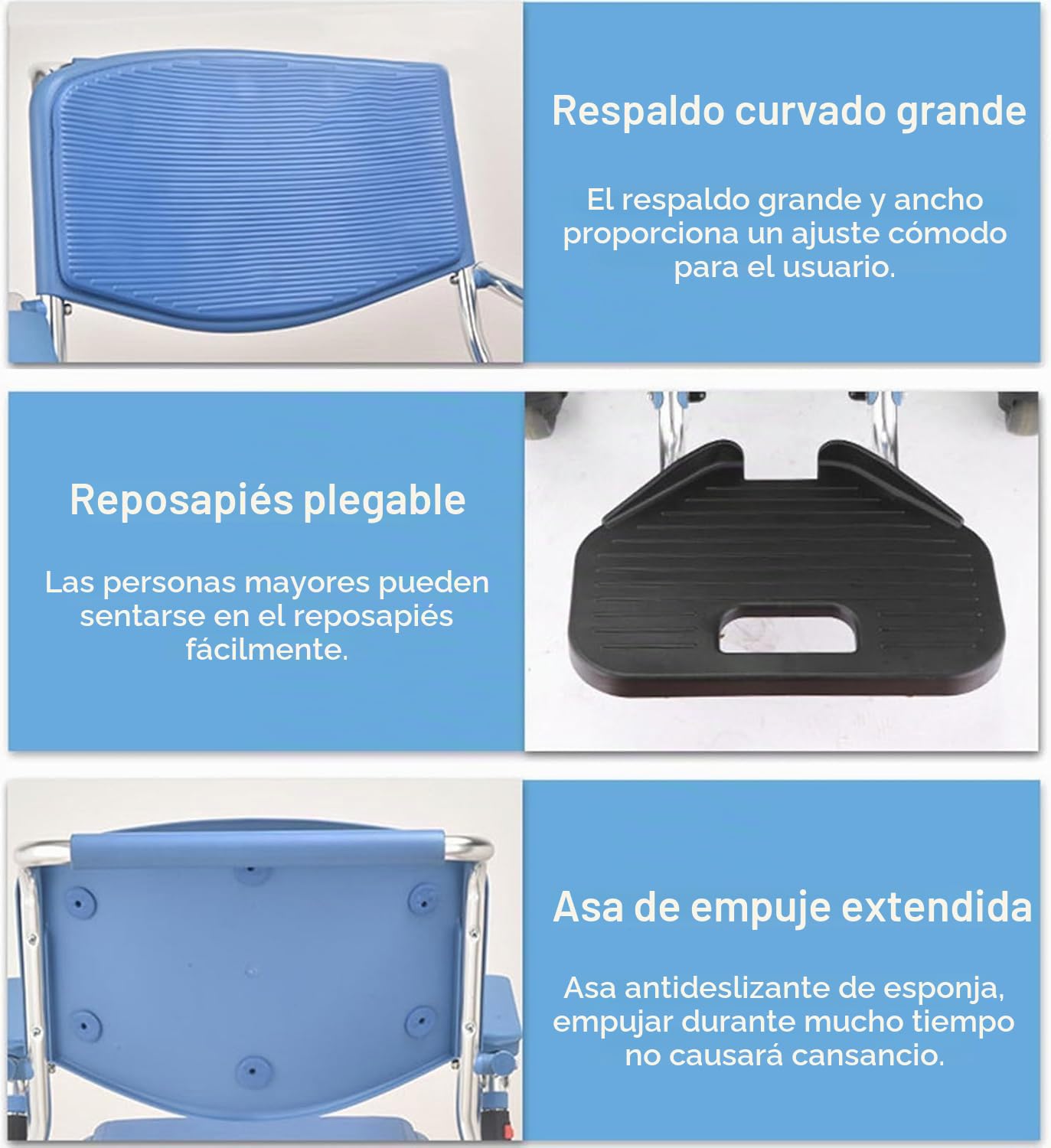 Silla WC Personas Mayores, Silla Orinal para Personas Mayores, Silla Ducha Minusvalidos Plegable, Silla Ducha con Ruedas, Silla De Ruedas para Ducha Y WC con Ruedas Plegable