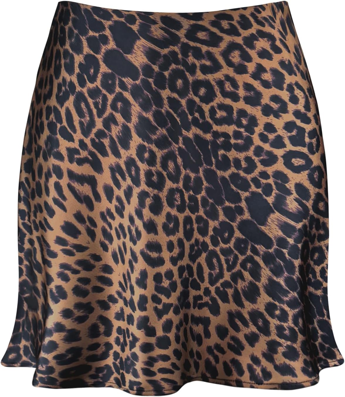 Women's Satin Mini Skirt Leopard Print High Waist Elastic Y2k Cute Silk Short Skirts for Women