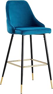 Velvet Bar Stools Set of 2 Breakfast Bar Chairs Backrest, Counter Chairs High Stools for Kitchen Island/Home Bar Barstools Upholstered seat with Backrest Black Metal Legs Kitchen Breakfast (Teal)