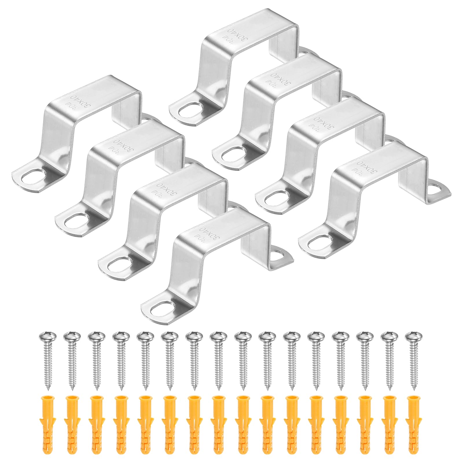 HARFINGTON 12 morsetti quadrati per tubi, 40 x 30 mm, in acciaio inox 304 | Morsetto a forma di U, staffa per connettore con fibbia a tubo quadrato con viti per tubo flessibile cavo recinzione ponte