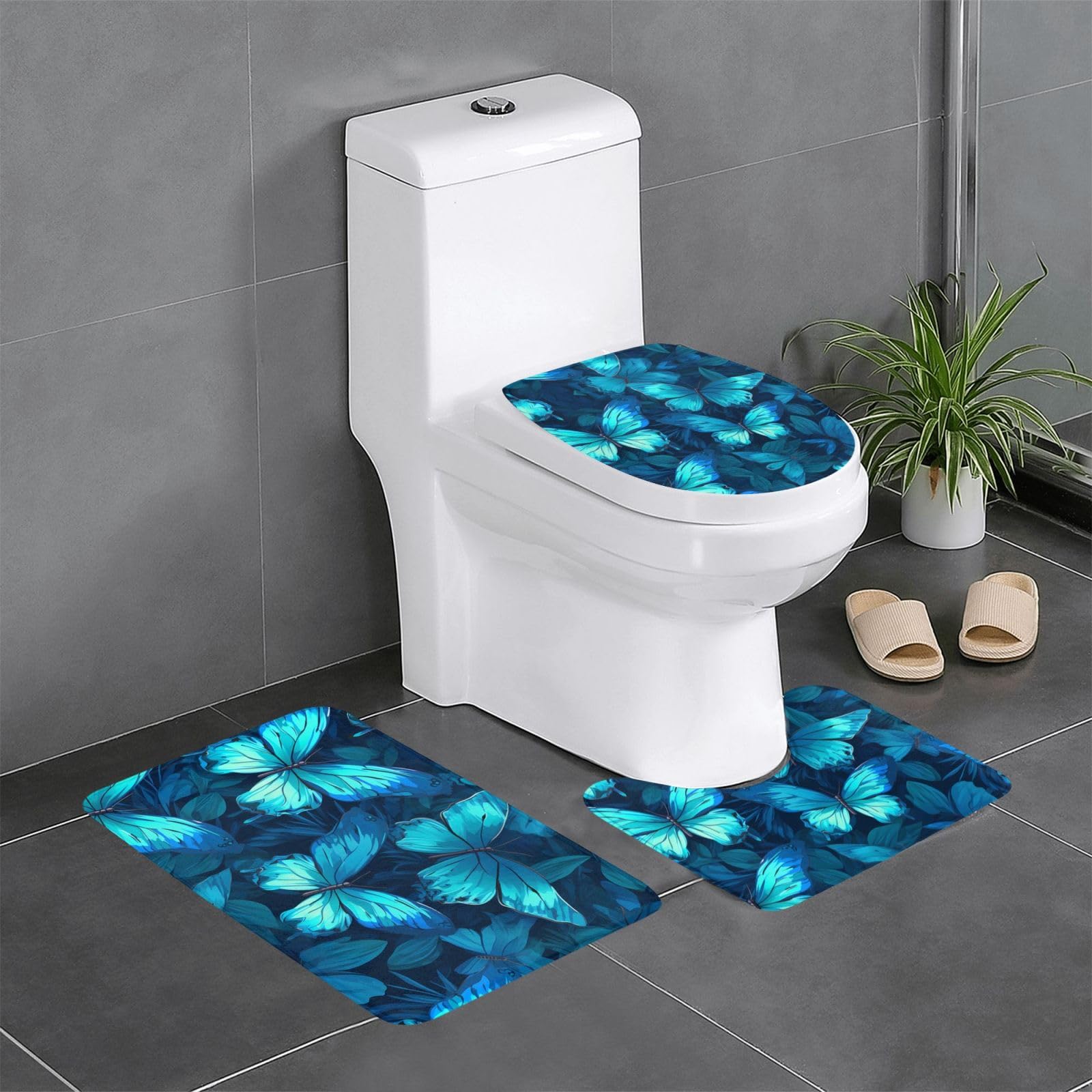 Tapis de salle de bain anti-glisse lot de 3 facile à nettoyer