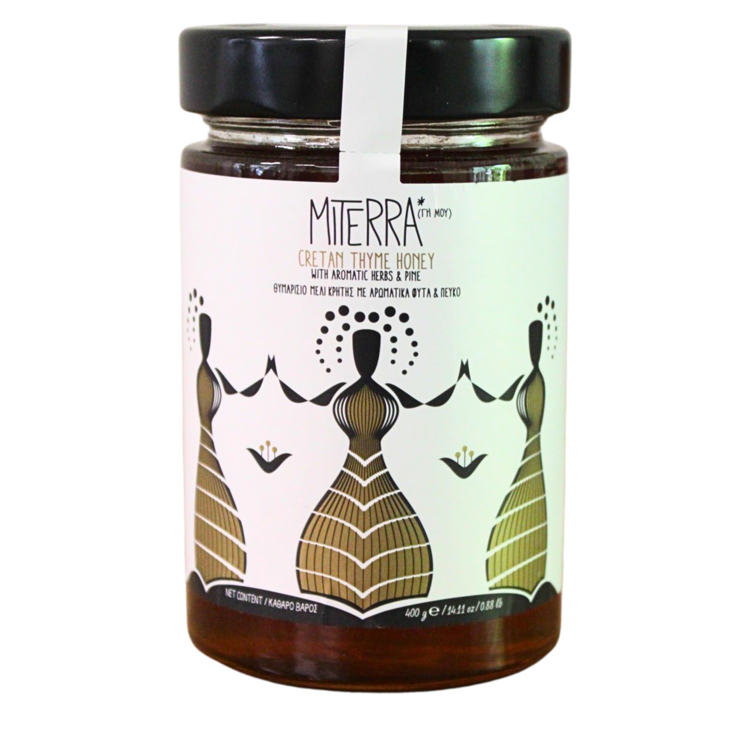 MITERRA Cretan Thyme Honey with Aromatic Herbs and Pine, 400 g | Authentic Greek Honey from Sitia Crete | Rich Flavour, Premium Quality