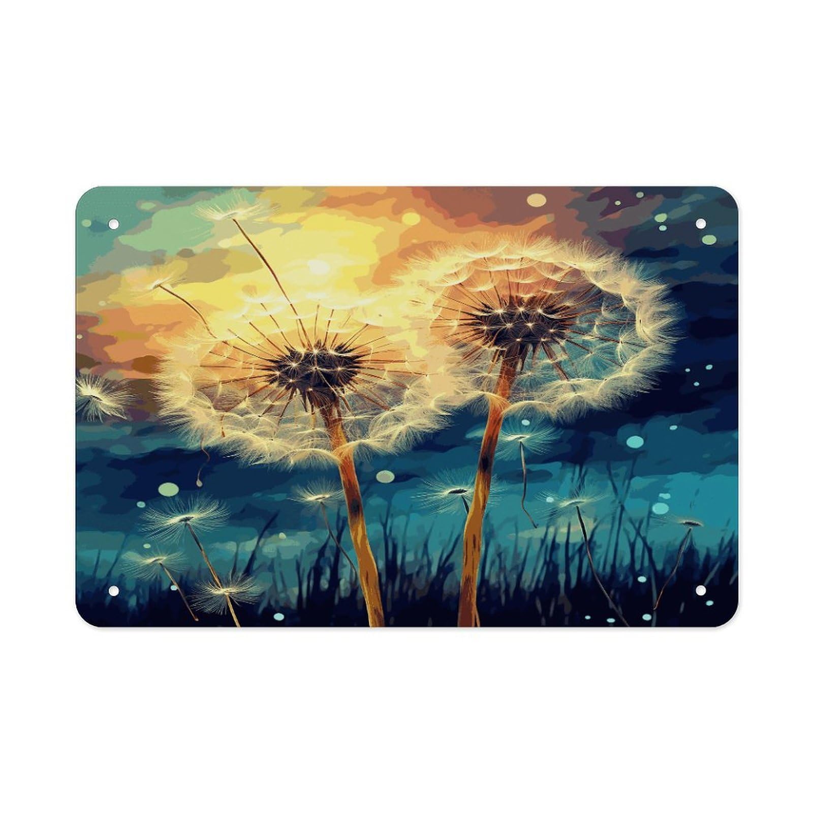 Fekiloot Style Dandelion Diy Drawing Paint Metal Signs Wall Art Tin Sign