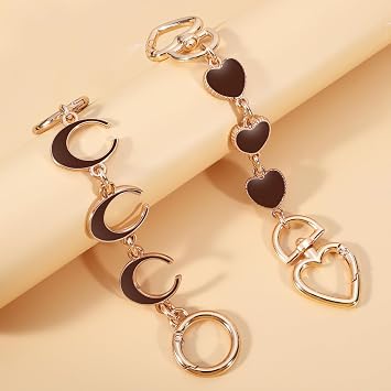 2Pcs Bag Extender Chain Heart Moon Purse Strap Extenders for Handbags Purse Extender Chain Gold Chain Purse Strap Replacement Brown Purse Accessories Bag Charms for Handbags Purse Making Supplies