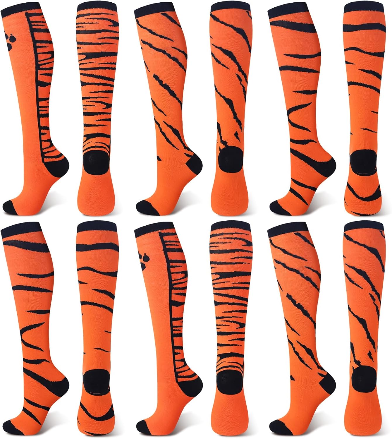 Zoooyawn 6 Pairs Over The Calf Kids Soccer Football Socks, Baseball Socks for Youth Boys Girls for Team Sports Athletic