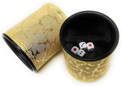 Miniatura 3 de Asian Home Thy Collectibles - Juego de dados con 5 dados, de piel sintética, profesional, juego de tazas para YahtzeeCrapsBackgammon u otros juegos